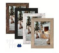 Lot de 4 cadres photo robustes en MDF multicolores de 10,2 x 15,2 cm | Lot de 4 cadres noirs, construction en MDF robuste, matériel de suspension murale, décoration de galerie d'intérieur