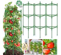 Lot de 4 cages à tomates pour jardin - Cage à tomates en acier robuste jusqu'à 129,5 cm et 50 m avec attache torsadée, piquets de support pour plantes de jardin