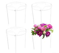 Lot de 4 cages rondes de support pour plantes - Cadre en métal avec grille amovible à cinq branches réglable - Pivoine, rose, dahlia, hortensia, fraise - pour pots de jardin et plates-bandes