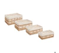 Lot de 4 cagettes en rotin ""Rosy"" L33/37/43/48cm beige - Atmosphera createur d'interieur
