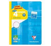 Clairefontaine Cahiers agrafés 643361C 24x32 cm 96 pages grands carreaux 90 g Lot de 4