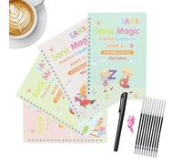Lot de 4 cahiers d'entraînement de calligraphie pour avec rainures guides pour l'alphabet, carnet de calligraphie pour apprentissage précoce, voyage, école préscolaire, salle de rèche