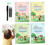 Lot de 4 cahiers d'exercices d'écriture rainurés pour | Cahier d'exercices d'écriture manuscrite, traçage de lettres rainurées, kit d'apprentissage de la calligraphie, pratique de l'écriture