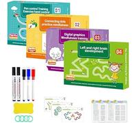 Lot de 4 cahiers d'exercices intelligents à gribouiller pour améliorer l'éducation de la petite enfance avec des activités d'apprentissage pratiques, sans écran pour les petits esprits curieux, cahier