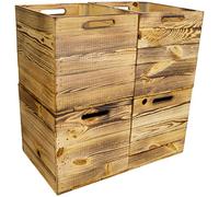 Lot de 4 Caisses de Rangement en Bois pour Étagères Kallax et Expidit - Système Kallax - Caisse à Vin, Fruits et Étagères - 33 x 37,5 x 32,5 cm