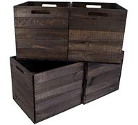 Lot de 4 caisses en bois noir compatibles avec toutes les étagères Ikea Kallax et Expedit 32 x 37 x 32 cm