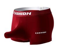 Lot de 4 caleçons boxeurs pour homme avec nez d'éléphant confortable et respirant Jockstrap Renflement rehaussement du tronc d'éléphant Sous-vêtements de sport légers, rouge pastèque, L