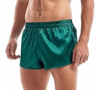 Lot de 4 caleçons pour homme, coupe ample lisse aspect satin avec fourche latérale, tissu extensible respirant pour une tenue décontractée, à la maison, pour dormir et faire du sport (XL, vert)