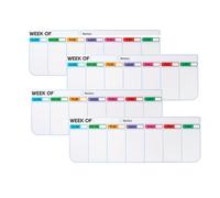 Lot de 4 calendriers hebdomadaires de réfrigérateur magnétiques rotatifs par semaine, réutilisables et effaçables à sec pour garder une trace des horaires de travail et scolaires, 35,3 x 12,4 cm