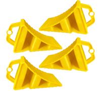 Lot de 4 cales de roue jaunes pour remorque : Cales de roue en plastique PE avec poignée, cales de roue résistantes pour camping-car, cales en plastique antidérapantes, pour voiture, caravane, moto