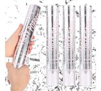 Lot de 4 canons à confettis argentés de 30 cm, biodégradables, pour mariage, anniversaire, fête prénatale, remise de diplôme, Noël