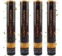 Lot de 4 canons à confettis biodégradables pour fête, mariage, anniversaire, remise de diplôme, Nouvel An, célébration (doré) 30 cm