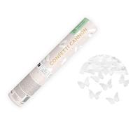 Lot de 4 canons à Confettis Papillons Blanc 20 cm, Portée 5-8 mètres, Confettis haut de gamme, Idéal Mariage Anniversaire Baby Shower Fête, Effet papillons blanc.