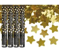 Lot de 4 canons à confettis pour fête, mariage, anniversaire, fête prénatale, 40 cm (étoiles dorées)