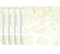 Lot de 4 canons à confettis pour fête, mariage, anniversaire, fête prénatale, 40 cm (pétales de rose écru)