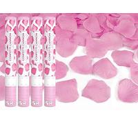 Lot de 4 canons à confettis pour fête, mariage, anniversaire, fête prénatale, 40 cm (pétales de rose rose)