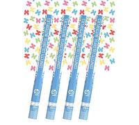 Lot de 4 canons à confettis XXL (60 cm) PartyDeco - Bombes de table - Guirlande décorative pour voiture - Papillons colorés