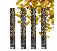 Lot de 4 Canons Confettis Dorés Rectangles Métallisés 40cm