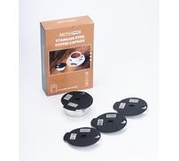 Lot de 4 capsules de café réutilisables compatibles avec les machines Bosch Tassimo, filtres à café rechargeables en acier inoxydable/plastique, housse en silicone (60/180/200/220 ml) (acier