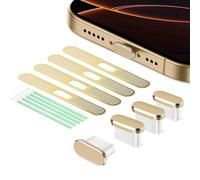 Lot de 4 capuchons anti-poussière USB C avec haut-parleur compatible avec iPhone 16, 15 (Pro, Plus, Pro Max), iPhone (doré)