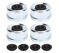 Lot de 4 Capuchons de moyeu d'essieu de remorque de 7 cm avec 4 Bouchons en Caoutchouc, adaptés au lubrifiant Dexter EZ et aux essieux Standard de 7 000 à 8 000 LB, en Acier au