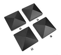Lot de 4 capuchons de poteau de clôture pour poteau de 10,2 x 10,2 cm, design pyramide en plastique avec trous pré-percés, installation sécurisée et protection contre les intempéries
