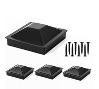 Lot de 4 capuchons de poteau pyramidaux en aluminium noir mat de 10,2 x 10,2 cm (8,9 x 8,9 cm) pour poteaux en bois nominaux de clôture, poteaux en bois de terrasse ou couloirs