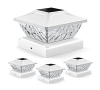 Lot de 4 capuchons de poteau solaires à 2 modes, lampes solaires d'extérieur étanches, lampes solaires d'extérieur pour poteaux de 4 x 4, 4,5 x 4,5, 5 x 5 en décoration de jardin