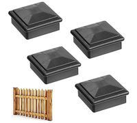 Lot de 4 capuchons de poteaux en plastique 91 mm x 91 mm pour poteau de cloture - Avec vis - Noir