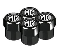 Lot de 4 capuchons de valve de pneu chromés Noirs compatibles avec les voitures MG MGb MG6 MG3 gt zr zs zt Midget Magnette