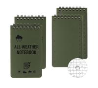 Lot de 4 carnets de notes à spirale étanches, résistants aux intempéries, avec règle en pouces et centimètres, 7,6 x 12,7 cm, bloc-notes de voyage en plein air