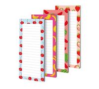 Lot de 4 carnets de notes en papier ligné avec motif de fruits mignons, faciles à déchirer, pour bureau, maison, école, université, , travail, étude, liste de courses, femmes, filles