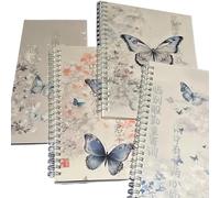 Lot de 4 carnets de notes lignés à double spirale pour écriture - 14 x 20 cm - Pour bureau, école, collège - Couverture rigide