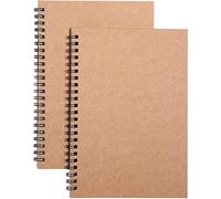 Lot de 4 carnets de notes vierges non lignés à spirale, format A5 avec couverture épaisse en papier kraft, carnet de dessin, carnets de notes, 100 pages/50 feuilles, 21,6 x 14 cm