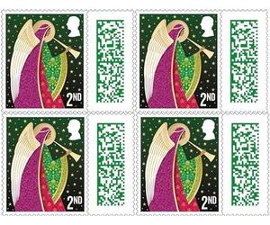 Lot de 4 carnets de timbres de Noël 2025 2e classe | QR code barres auto-adhésifs | Timbres d'affranchissement pour courrier standard | Saison des fêtes