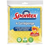 Spontex Carréponge - 4 éponges plates résistantes et flexibles - Protection anti-bactéries