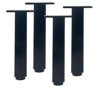 Lot de 4 Carré Pieds de Table, Pattes pour Placard Noir Pattes pour Meuble Réglable Pieds de Fauteuils Aluminum Alloy | Anodisé Pied Cuisine Hauteur Optionnelle: 6-40cm Pied Cabinet 25cm/9.8"