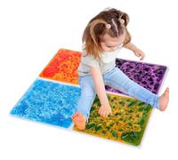 Lot de 4 Carreaux Sensoriels Liquides 3D - Tapis Marche Texturé pour Enfants, Formation d'Intégration Sensorielle et Développement des Compétences Motrices, Jeu Anti-Dérapant