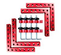 Lot de 4 carrés de positionnement en alliage d'aluminium à 90 degrés, 140 mm à angle droit de type L, outil de serrage pour la fabrication de cadres de porte de boîte (7 trous avec 8 pinces)