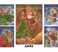 Lot de 4 cartes cartes Noël & Nouvel An avec enveloppe avec Père Noël, avec paillettes, Cellophane Emballage individuel avec enveloppe