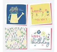 Lot de 4 cartes d'anniversaire pour elle - Ditsy Bright Blooms (50 0010)