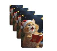 Lot de 4 cartes de désodorisants de voiture en forme de chat mignon chantant des chants de Noël - Cadeau personnalisé pour homme et femme - Tablettes d'aromathérapie - Cartes parfumées à suspendre