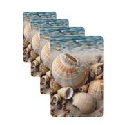 Lot de 4 cartes de désodorisants de voiture Seashells by the Seashore - Cadeau personnalisé pour homme et femme - Tablettes d'aromathérapie - Cartes parfumées à suspendre pour armoire de salle de bain
