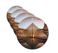 Lot de 4 cartes de désodorisants personnalisés pour voiture, musée du Louvre à Paris, cadeaux pour homme et femme, tablettes d'aromathérapie pour voiture, cartes parfumées à suspendre pour armoire