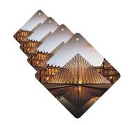 Lot de 4 cartes de désodorisants personnalisés pour voiture, musée du Louvre à Paris, cadeaux pour homme et femme, tablettes d'aromathérapie pour voiture, cartes parfumées à suspendre pour armoire