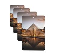 Lot de 4 cartes de désodorisants personnalisés pour voiture, musée du Louvre à Paris, cadeaux pour homme et femme, tablettes d'aromathérapie pour voiture, cartes parfumées à suspendre pour armoire
