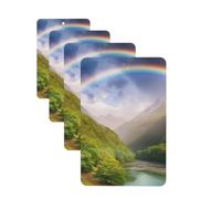Lot de 4 cartes de désodorisants pour voiture Mountain Valley avec arc-en-ciel - Cadeau personnalisé pour homme et femme - Tablettes d'aromathérapie - Cartes parfumées à suspendre pour armoire de