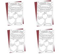 Lot de 4 cartes de remerciement pour enseignant, cartes de remerciement amusantes pour enseignant, à remplir les vierges, cartes de remerciement pour enseignants de la part des élèves de l'école avec