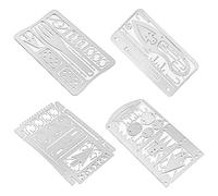 Lot de 4 cartes de survie multifonctions en acier inoxydable pour camping