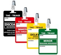 Lot de 4 cartes de triage pour premiers secours et intervention d'urgence (noir : décédé, rouge : immédiat, jaune : retardé, vert : mineur), 11,9 cm (L) x 7,6 cm (l) (ensembles)
